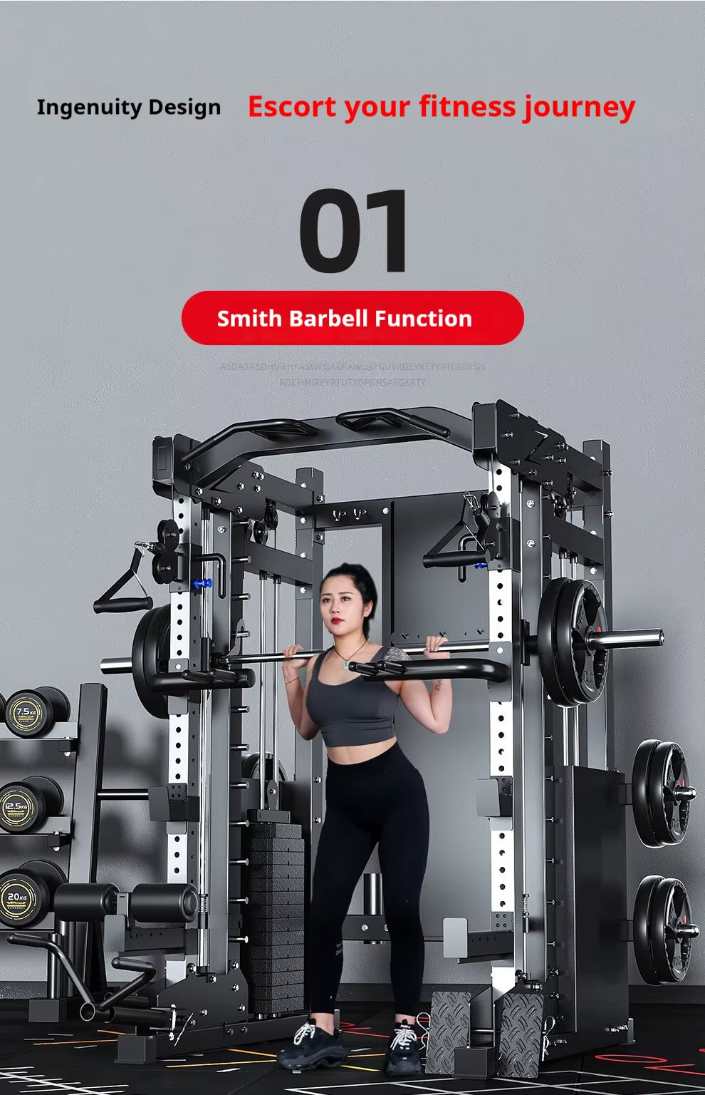 Home Gym Smith Machine Cable Crossover Weightlifting Sports Training